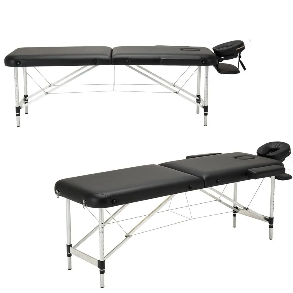 Portable Aluminium Massage table 2 section Black