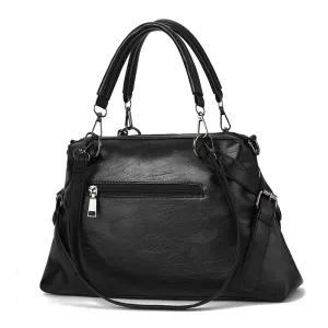 Portable Large Soft Leather Contrast Color Bags