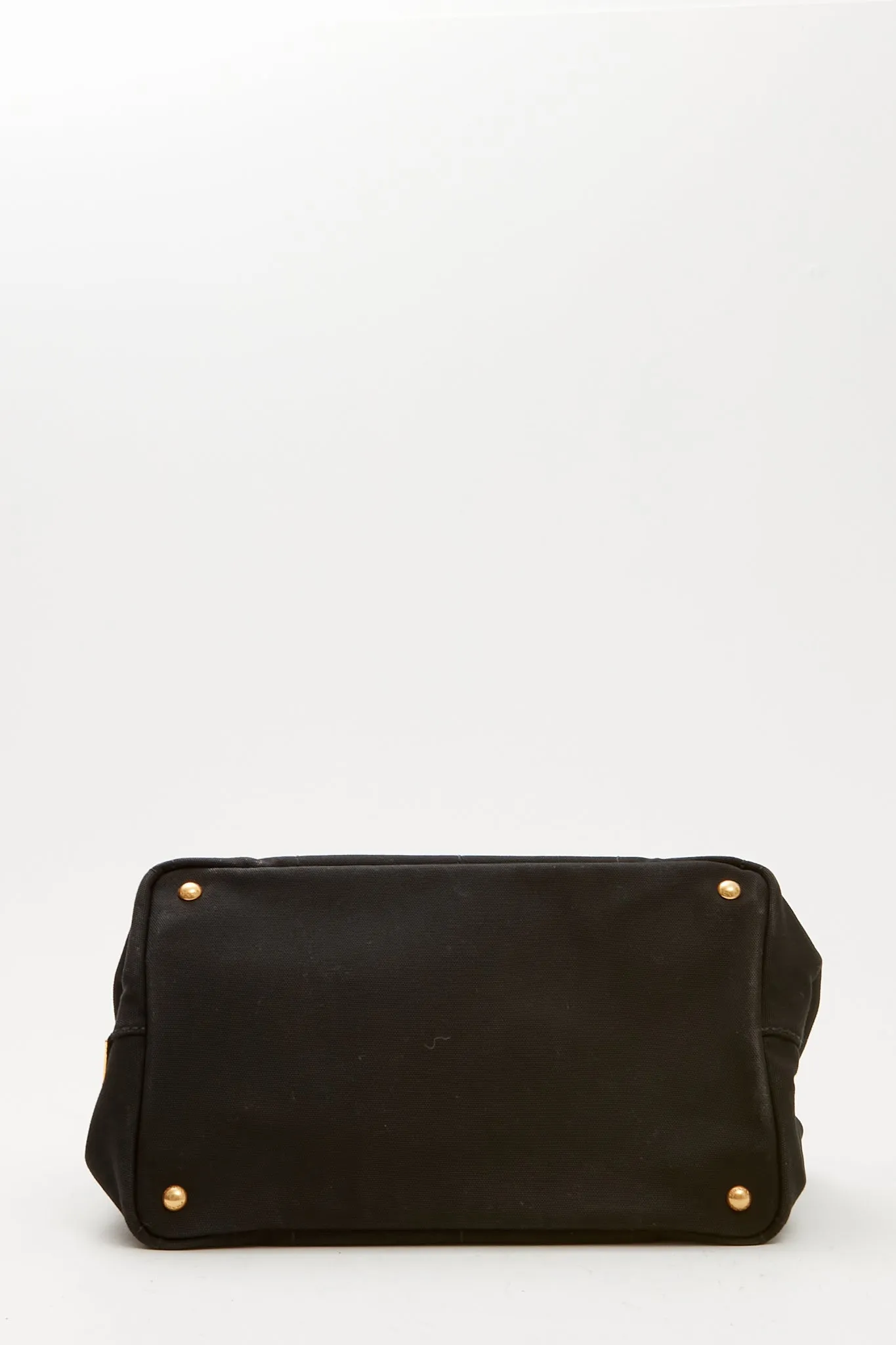 Prada Black Canvas Canapa Logo Medium Convertible Tote