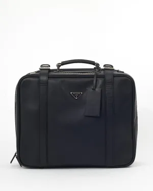 Prada Black Saffiano Leather Convertible Buckle Suitcase Travel Bag