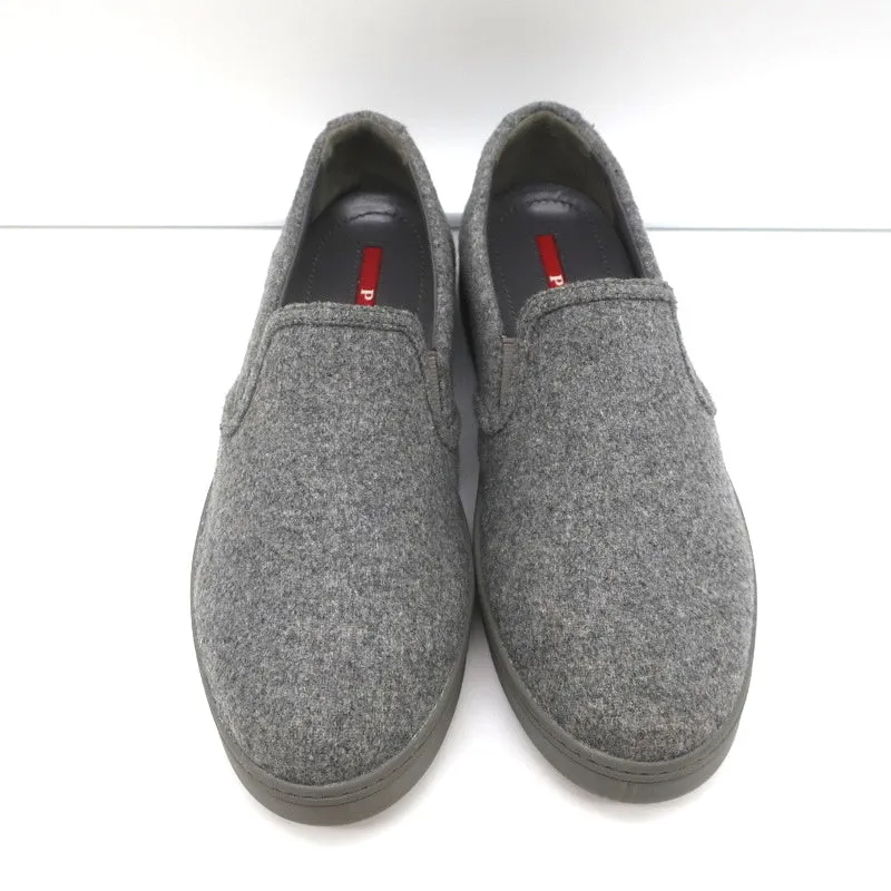 Prada Sport Slip-On Sneakers Gray Wool Felt Size 37.5