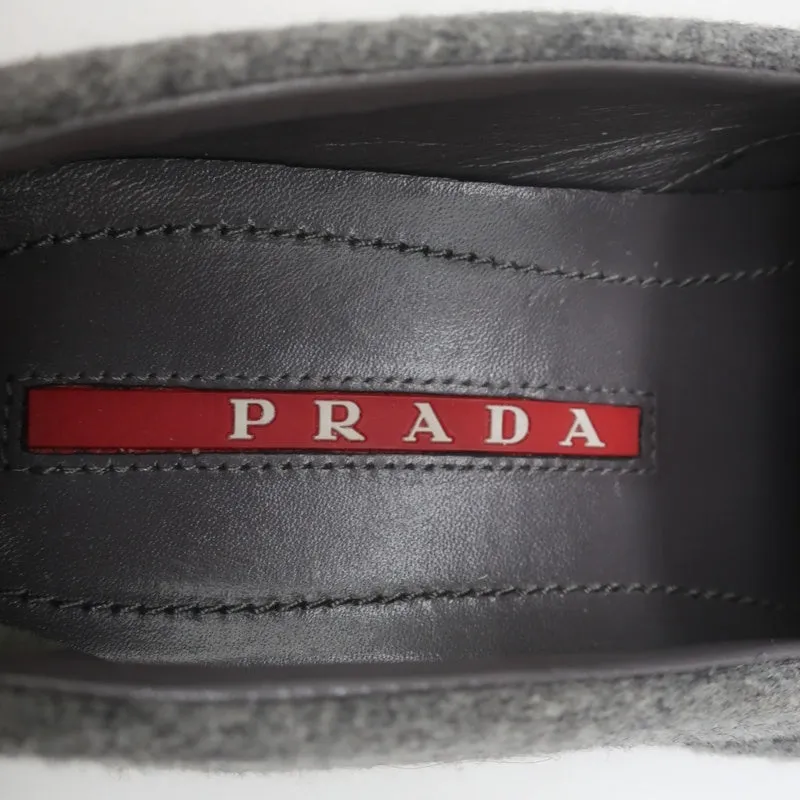 Prada Sport Slip-On Sneakers Gray Wool Felt Size 37.5