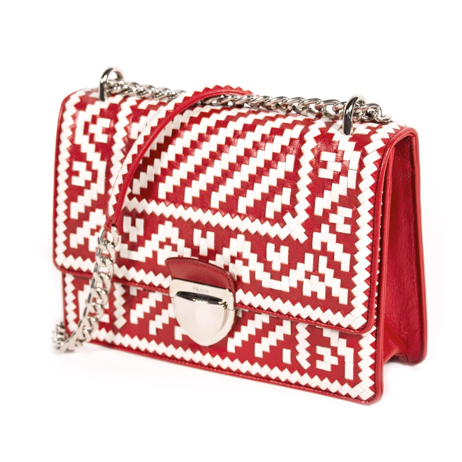 Prada Woven Madras Pattern Shoulder Bag