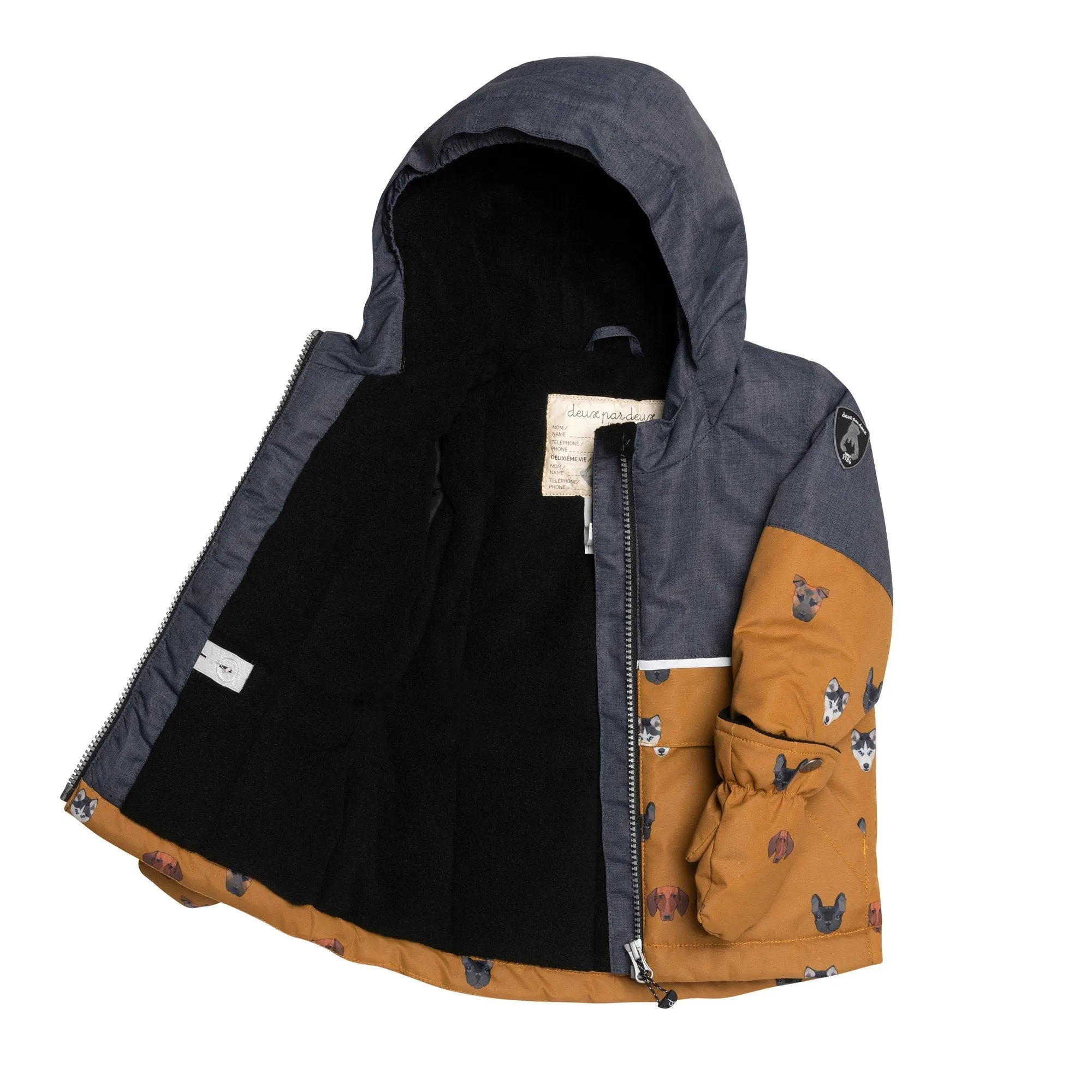 Printed Little Dogs Two Piece Snowsuit Grey And Yellow