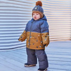 Printed Little Dogs Two Piece Snowsuit Grey And Yellow