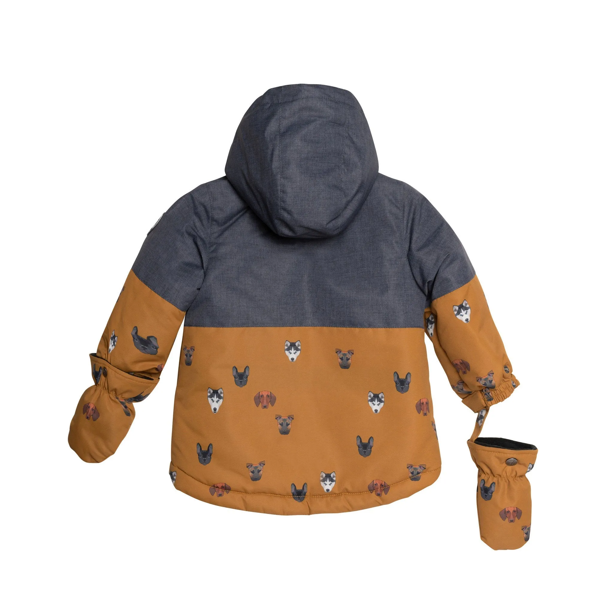 Printed Little Dogs Two Piece Snowsuit Grey And Yellow