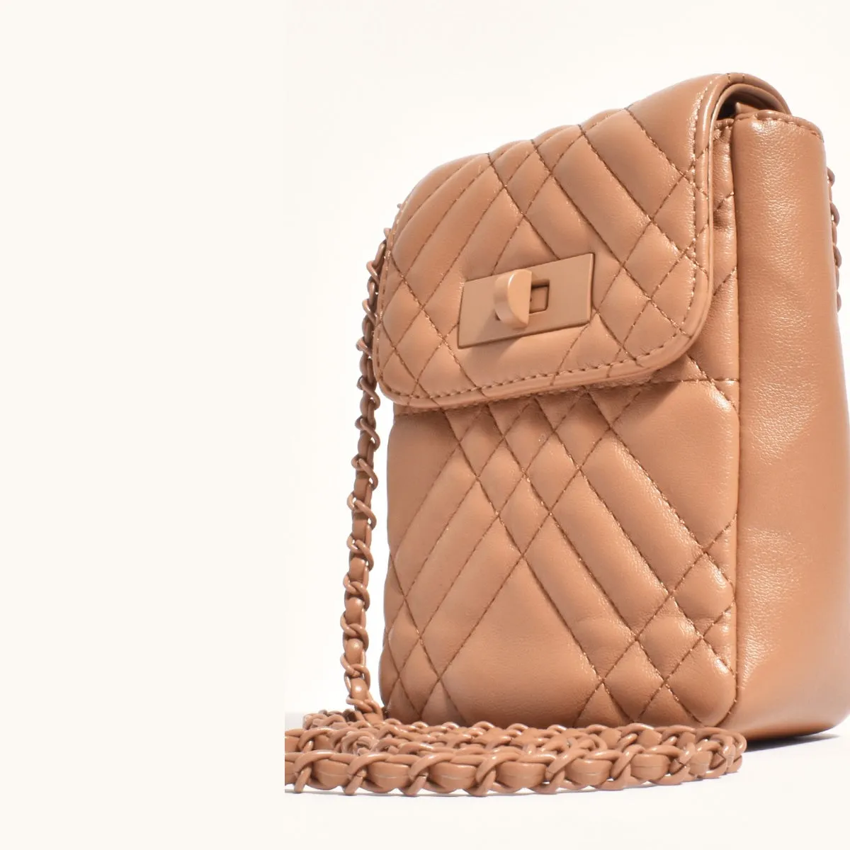 Prudence Quilted Mini Crossbody Bag (Tan)