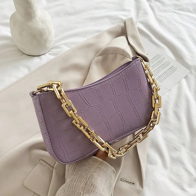 PU Chilo Leather  Chain Shoulder Bag For Women