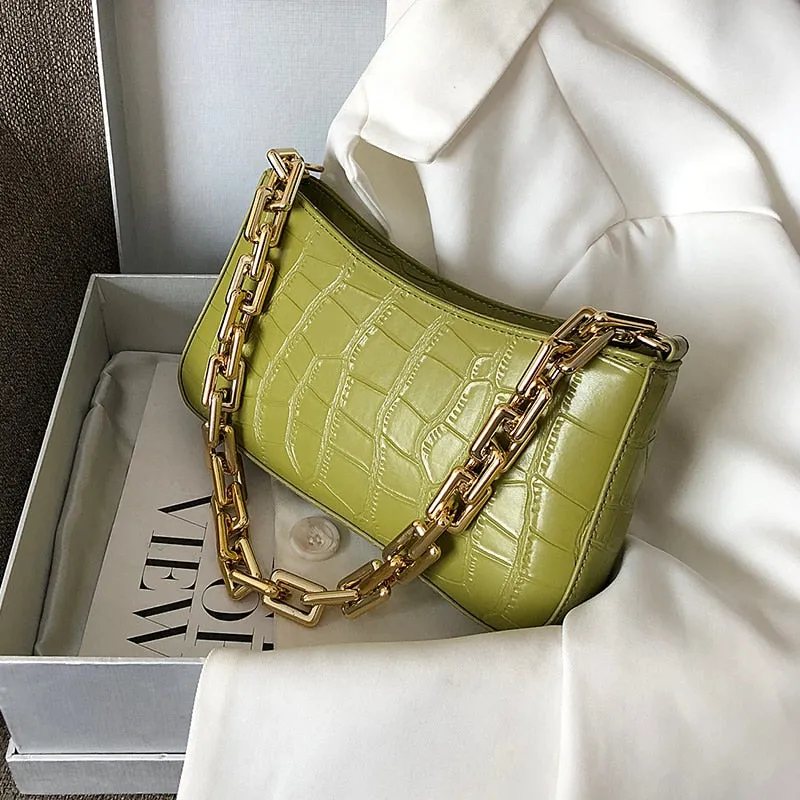PU Chilo Leather  Chain Shoulder Bag For Women
