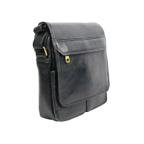 PU Leather Crossbody Bag – Vintage Everyday Sling Bag (Black)