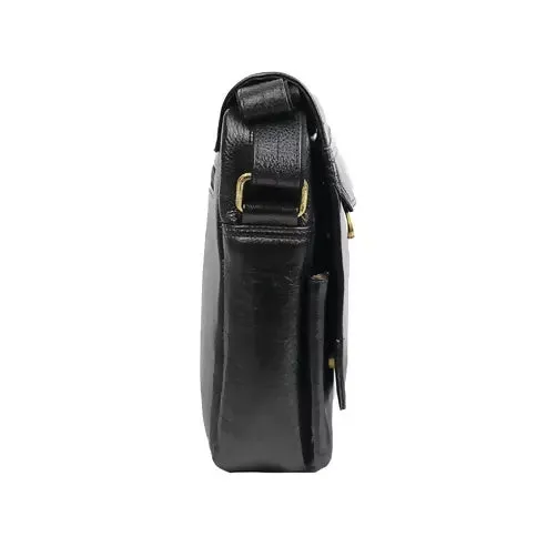 PU Leather Crossbody Bag – Vintage Everyday Sling Bag (Black)