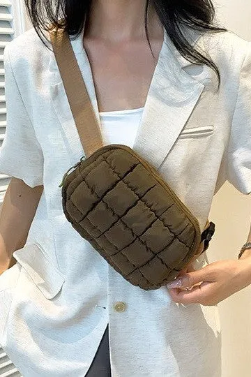 PUFFER QUILTED SLING BAG FANNY BAG BELT BUM BAG | 40P546