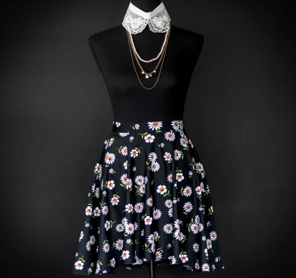Pumpkin Daisies Halloween Skater Skirt