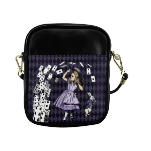 Purple Alice in Wonderland - Mini Phone Purse Crossbody Sling Bag
