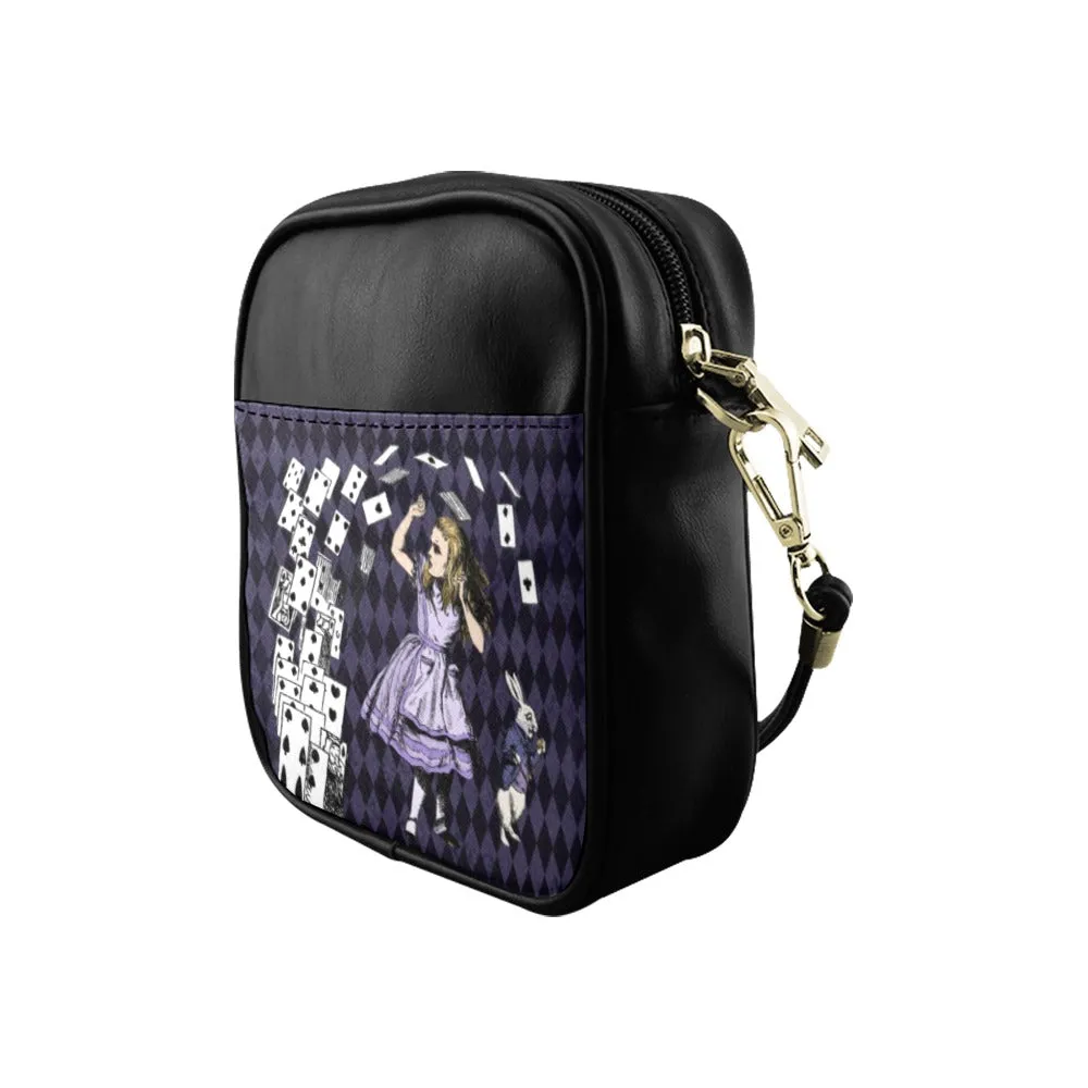 Purple Alice in Wonderland - Mini Phone Purse Crossbody Sling Bag