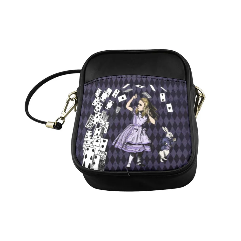 Purple Alice in Wonderland - Mini Phone Purse Crossbody Sling Bag