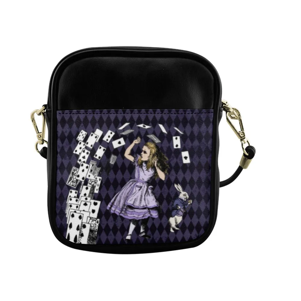 Purple Alice in Wonderland - Mini Phone Purse Crossbody Sling Bag