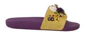 Purple Crystal Beachwear Slides