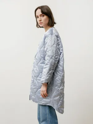 quilted jacket - baby blue floral