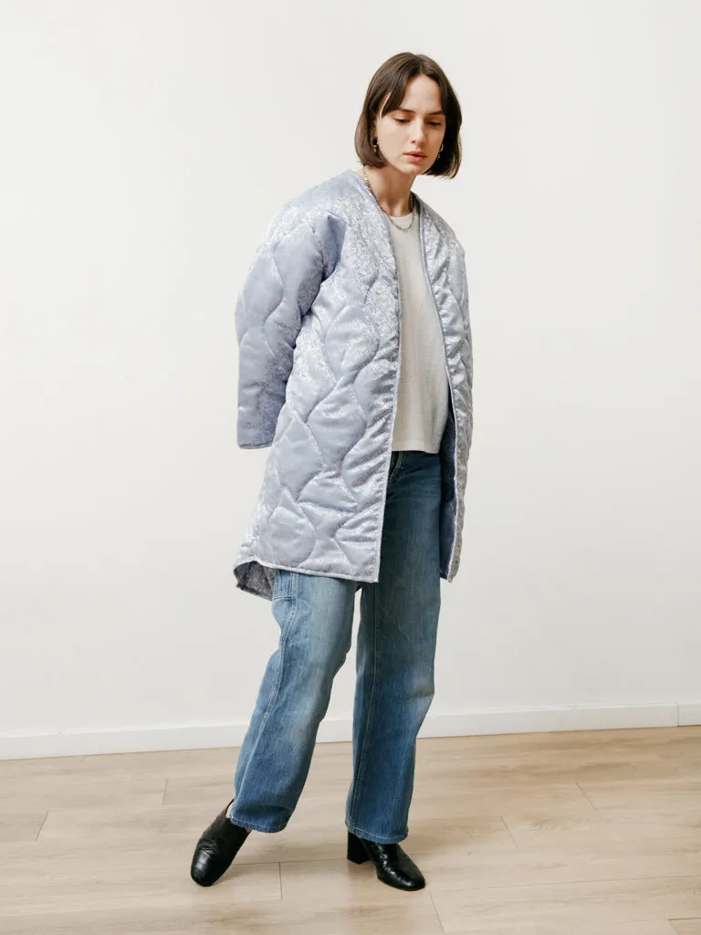 quilted jacket - baby blue floral
