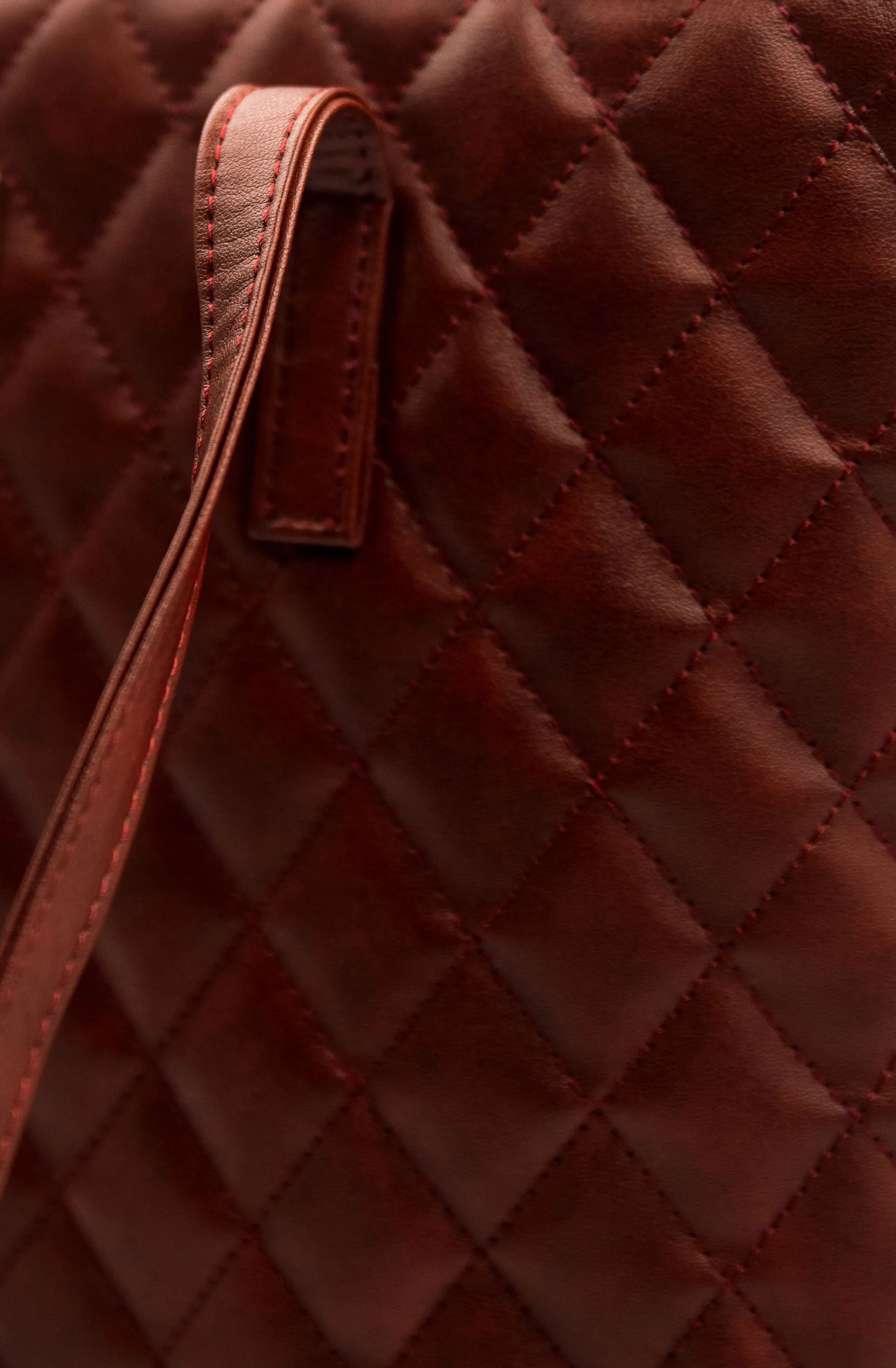 Quilted Pattern Shoulder Tote Bag - Burgundy - FD ⚡