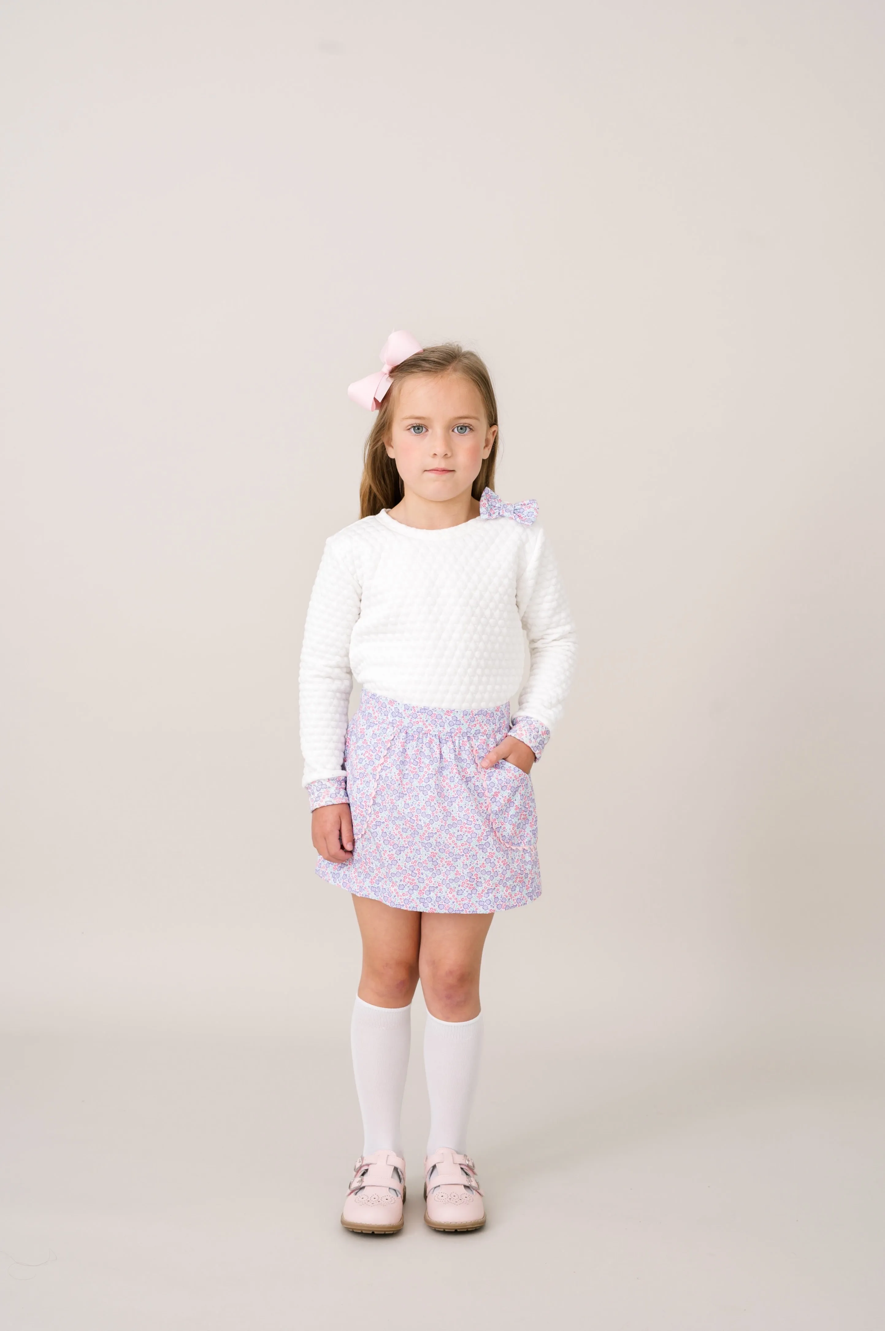 Quilted Sweatshirt - Worthington White Quilted, Sweet Pea Floral