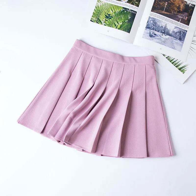 "CANDY-COLORED ELASTIC WAIST" PLEATED SKIRT K112207