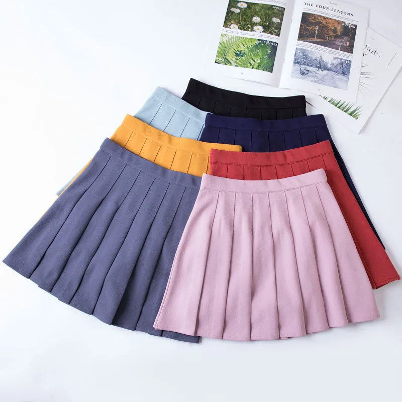 "CANDY-COLORED ELASTIC WAIST" PLEATED SKIRT K112207