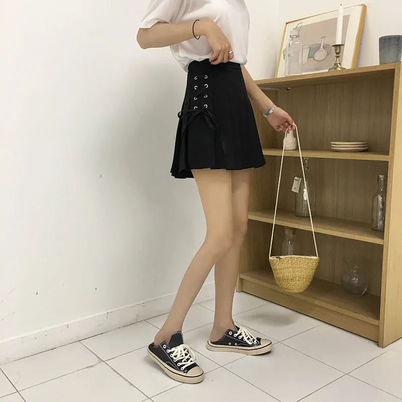 "LACE-UP PLEATED" SKIRT N081107
