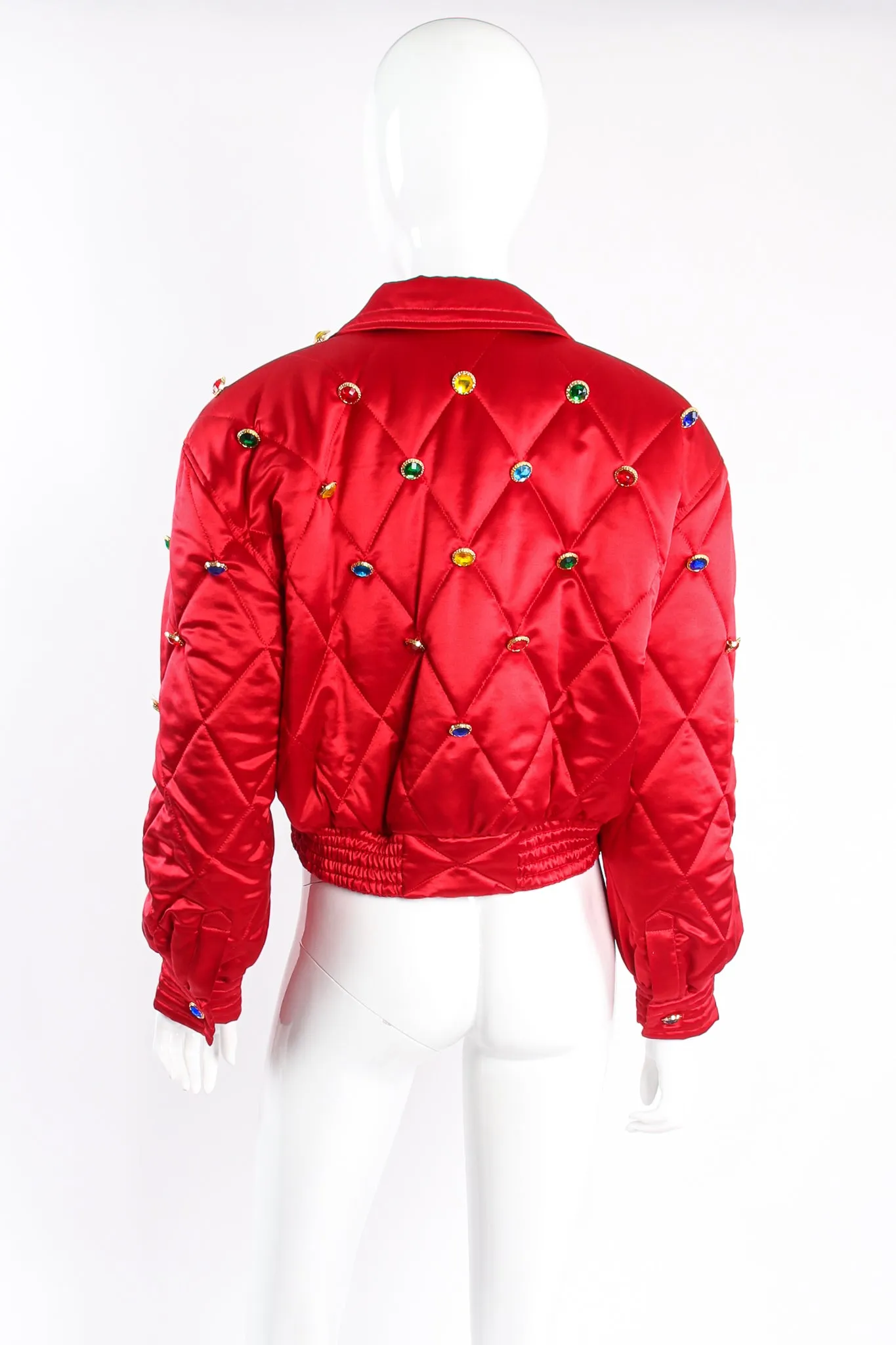 Rainbow Jewel Quilted Satin Bomber