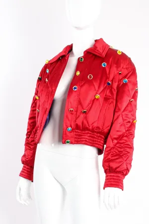 Rainbow Jewel Quilted Satin Bomber