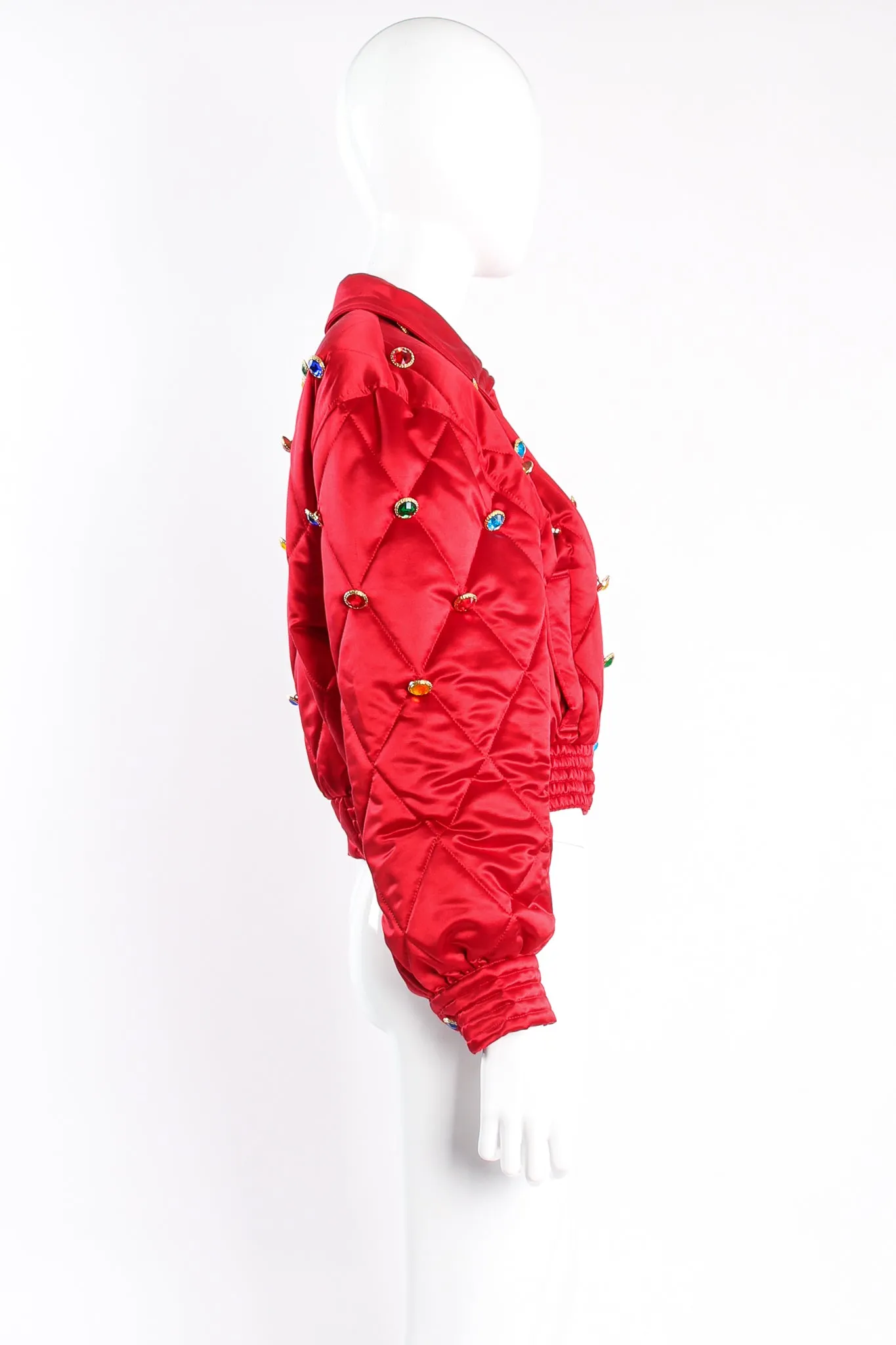 Rainbow Jewel Quilted Satin Bomber