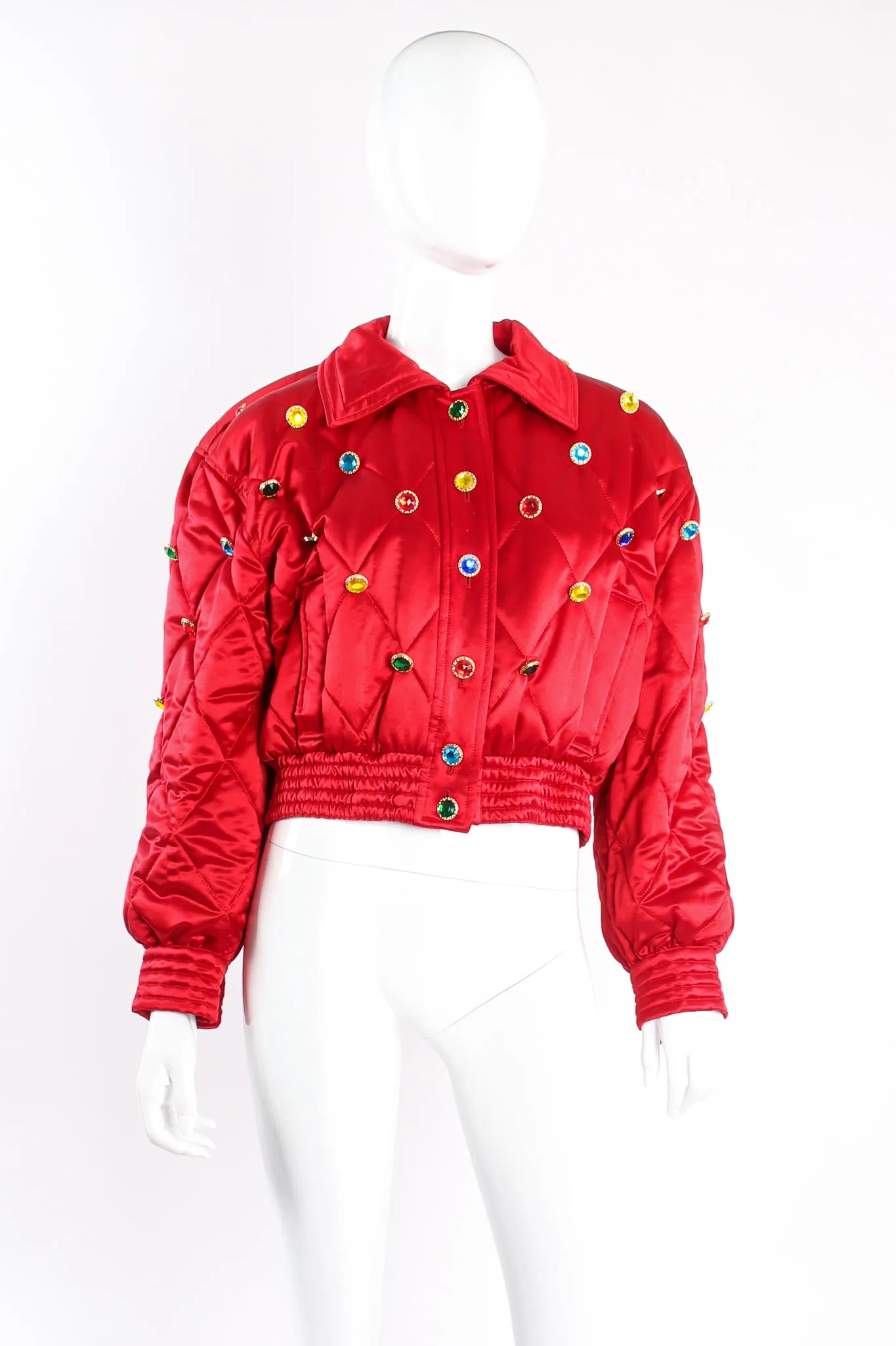 Rainbow Jewel Quilted Satin Bomber