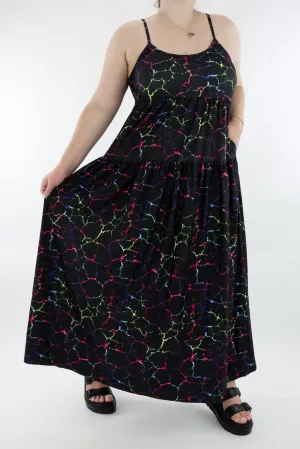 Rainbow Marble - Strappy Maxi Dress - Pockets