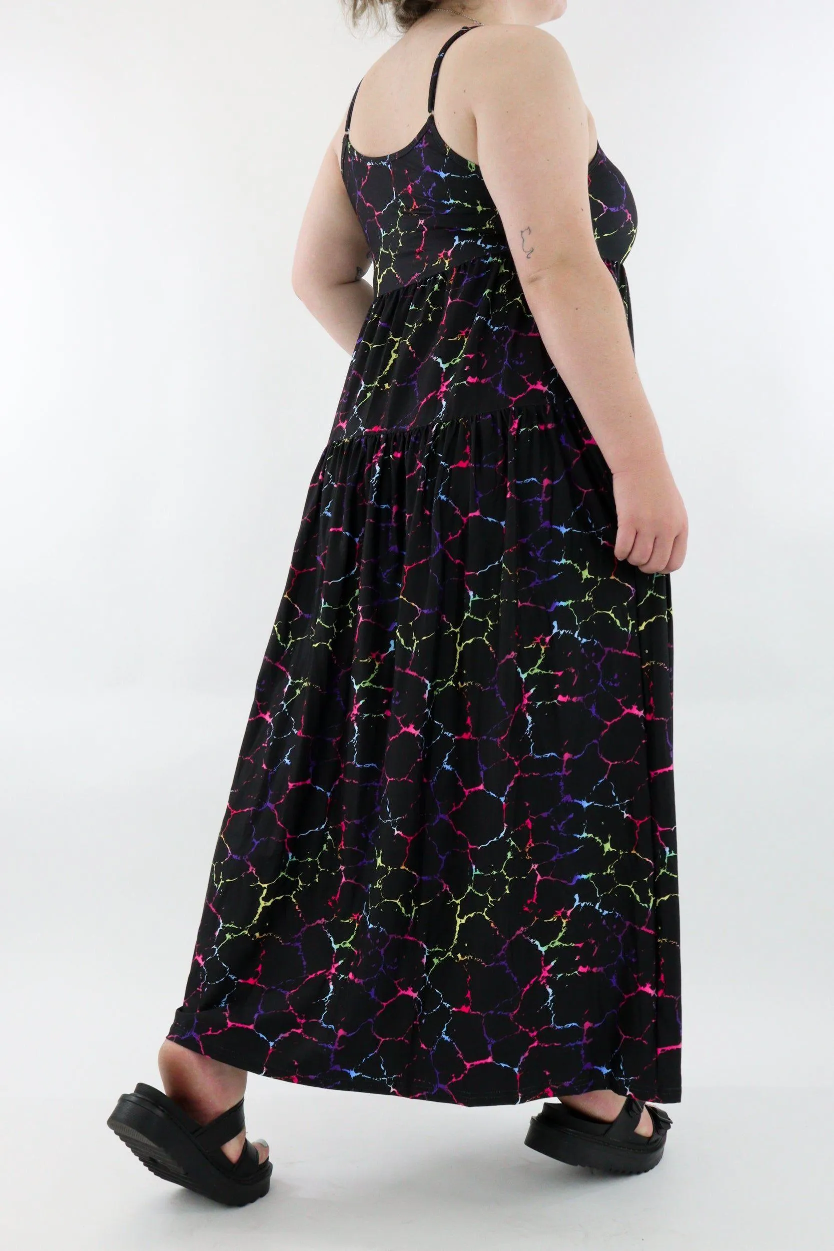 Rainbow Marble - Strappy Maxi Dress - Pockets