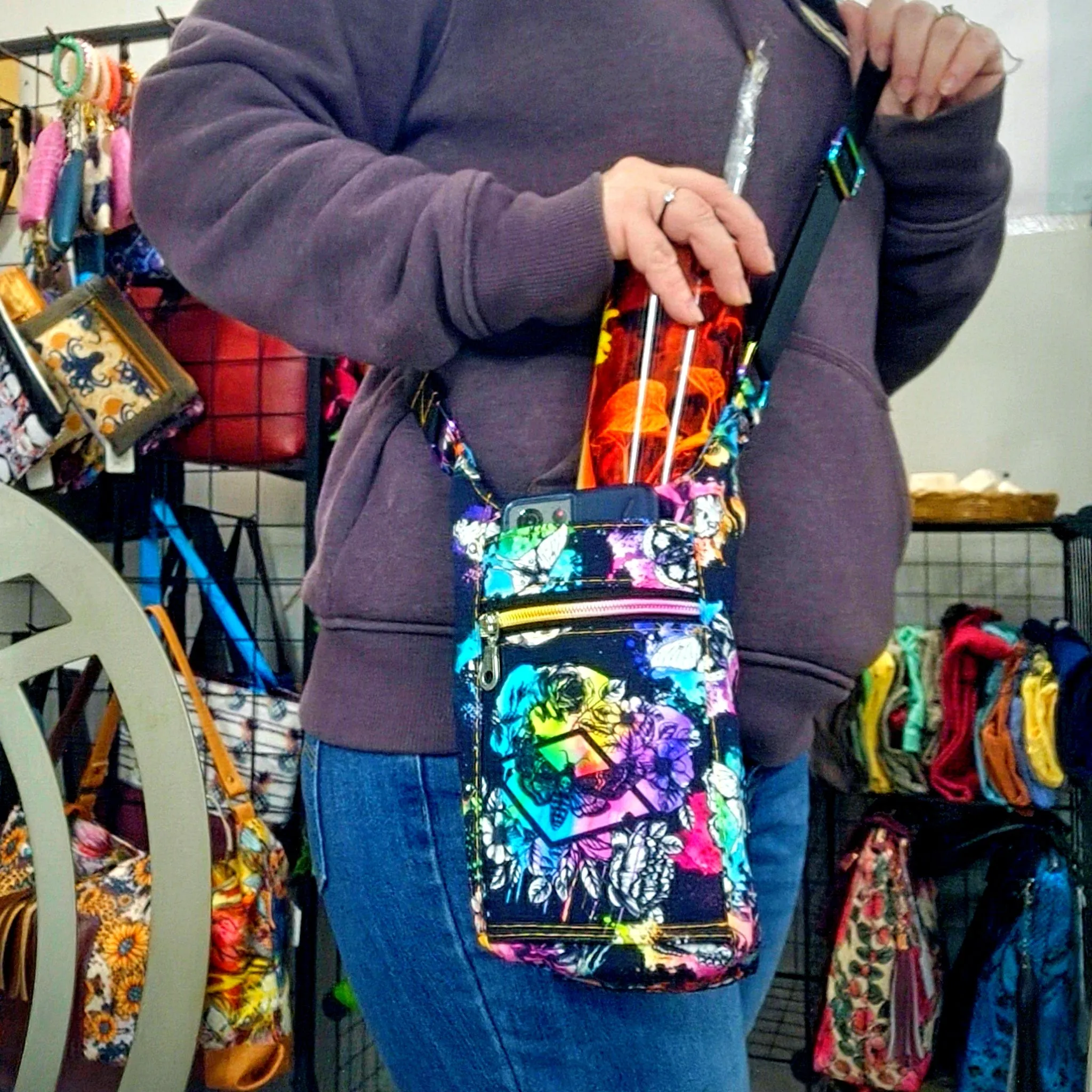 Rainbow Splatter Tumbler Crossbody