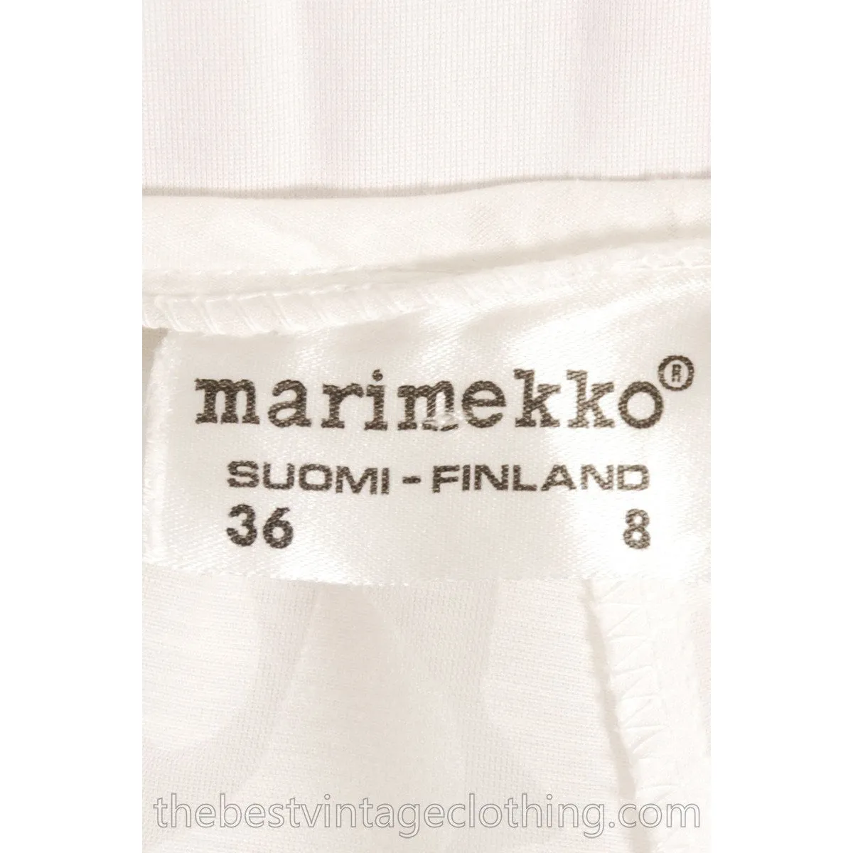 Rare Marimekko Vintage Maxi Dress Sheer White on White Damask Cotton Voile   S-M 36/8 Wedding