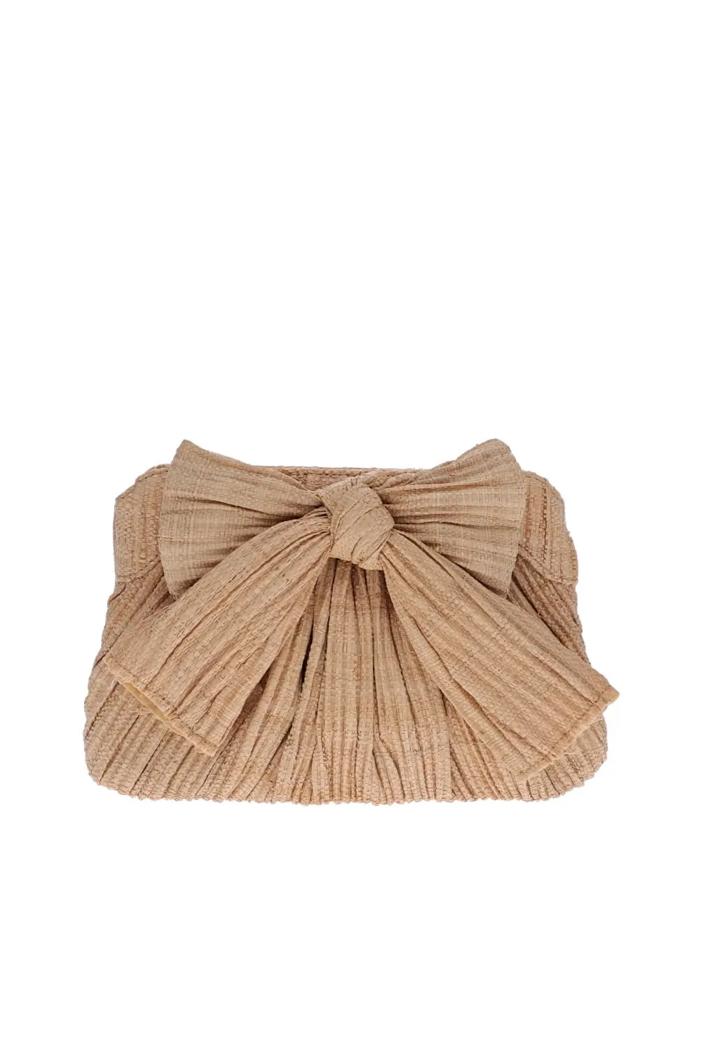 Rayne Pleated Straw Bow Clutch