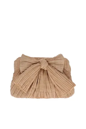 Rayne Pleated Straw Bow Clutch