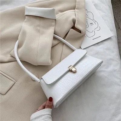 Realaiot Solid Color PU Leather Handbags For Women Shoulder Bag Female Small Elegant Totes Lady Handbag Luxury Hand Bag