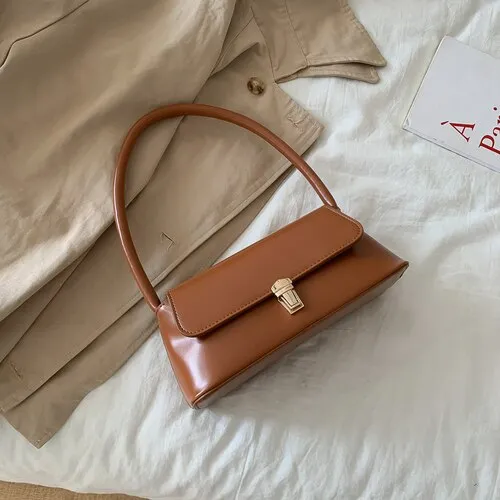 Realaiot Solid Color PU Leather Handbags For Women Shoulder Bag Female Small Elegant Totes Lady Handbag Luxury Hand Bag