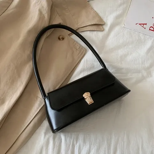 Realaiot Solid Color PU Leather Handbags For Women Shoulder Bag Female Small Elegant Totes Lady Handbag Luxury Hand Bag