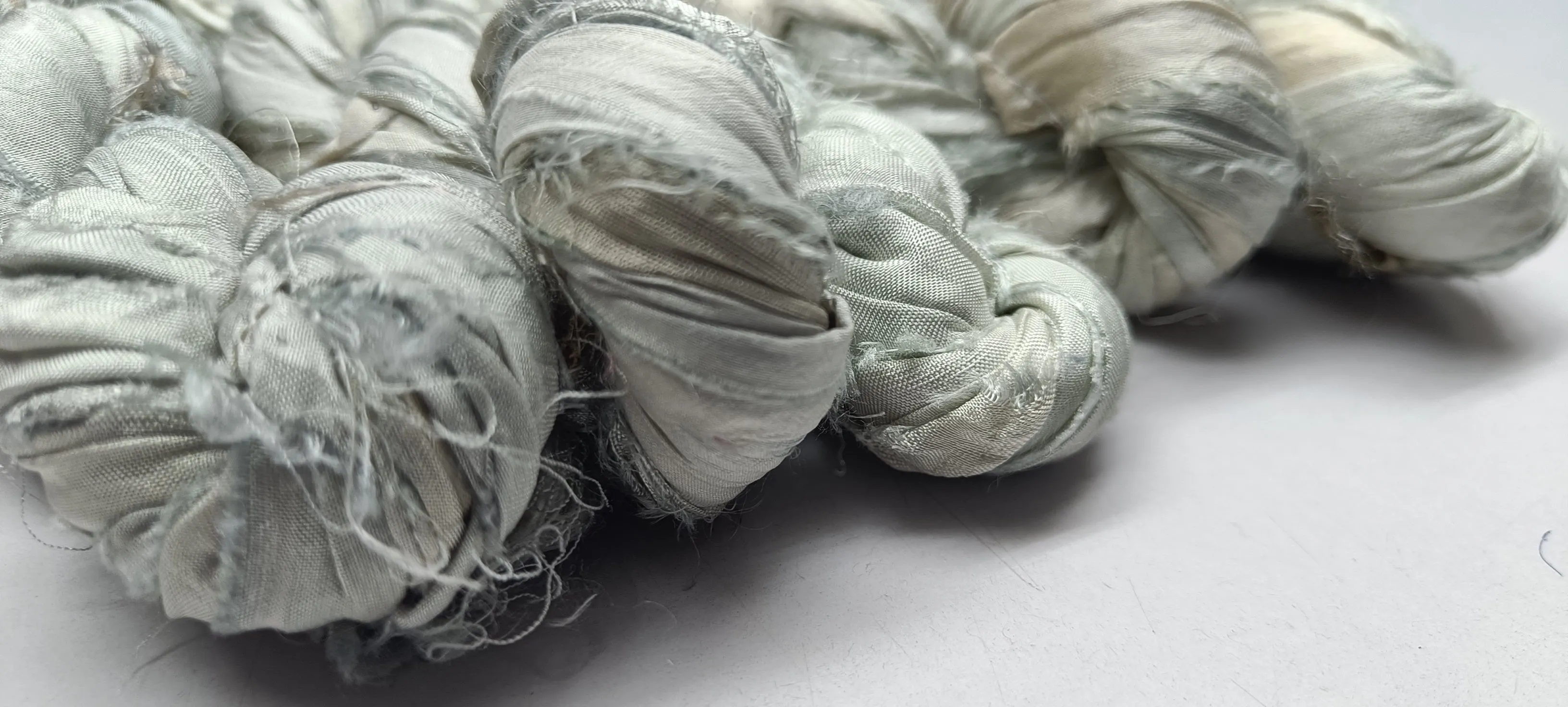 Recycled Sari Silk Ribbon - Ash
