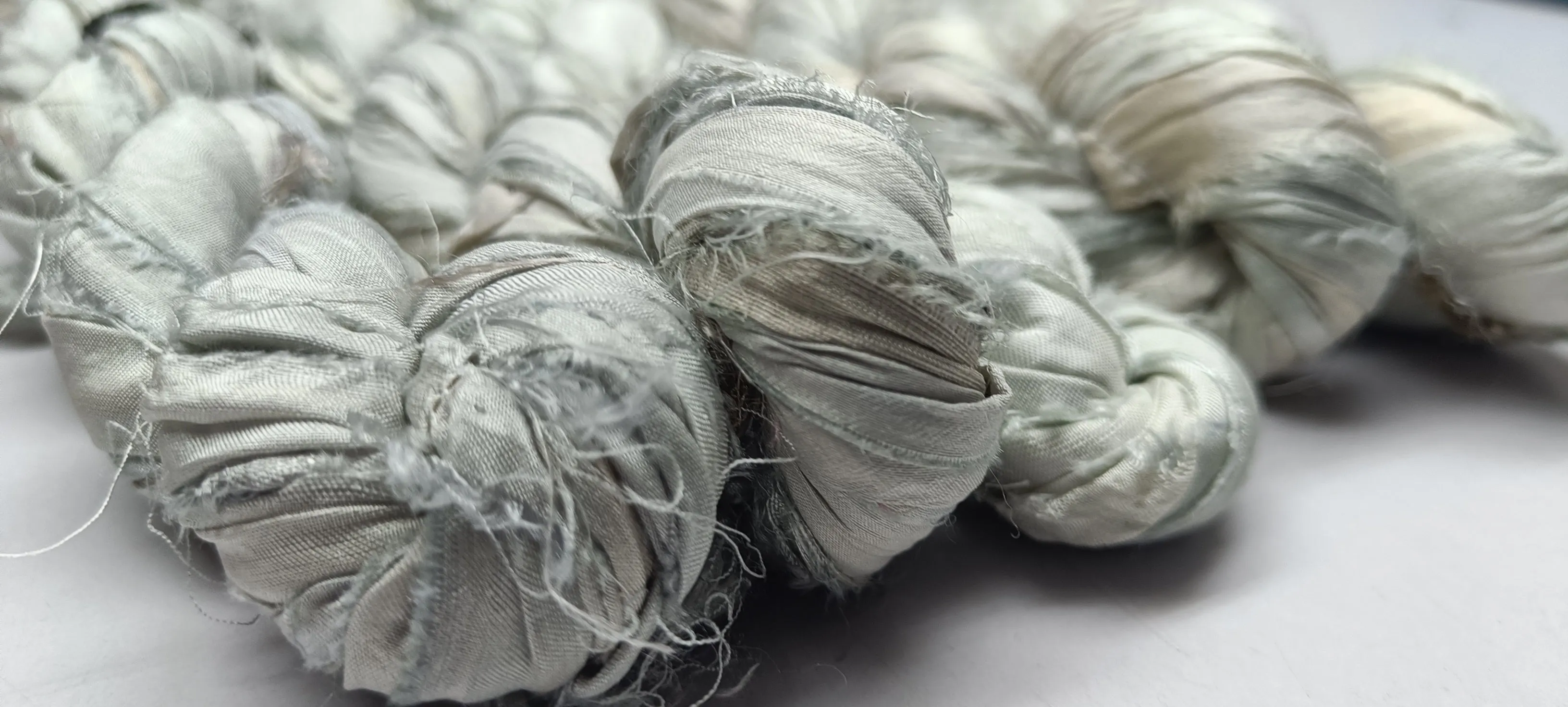 Recycled Sari Silk Ribbon - Ash