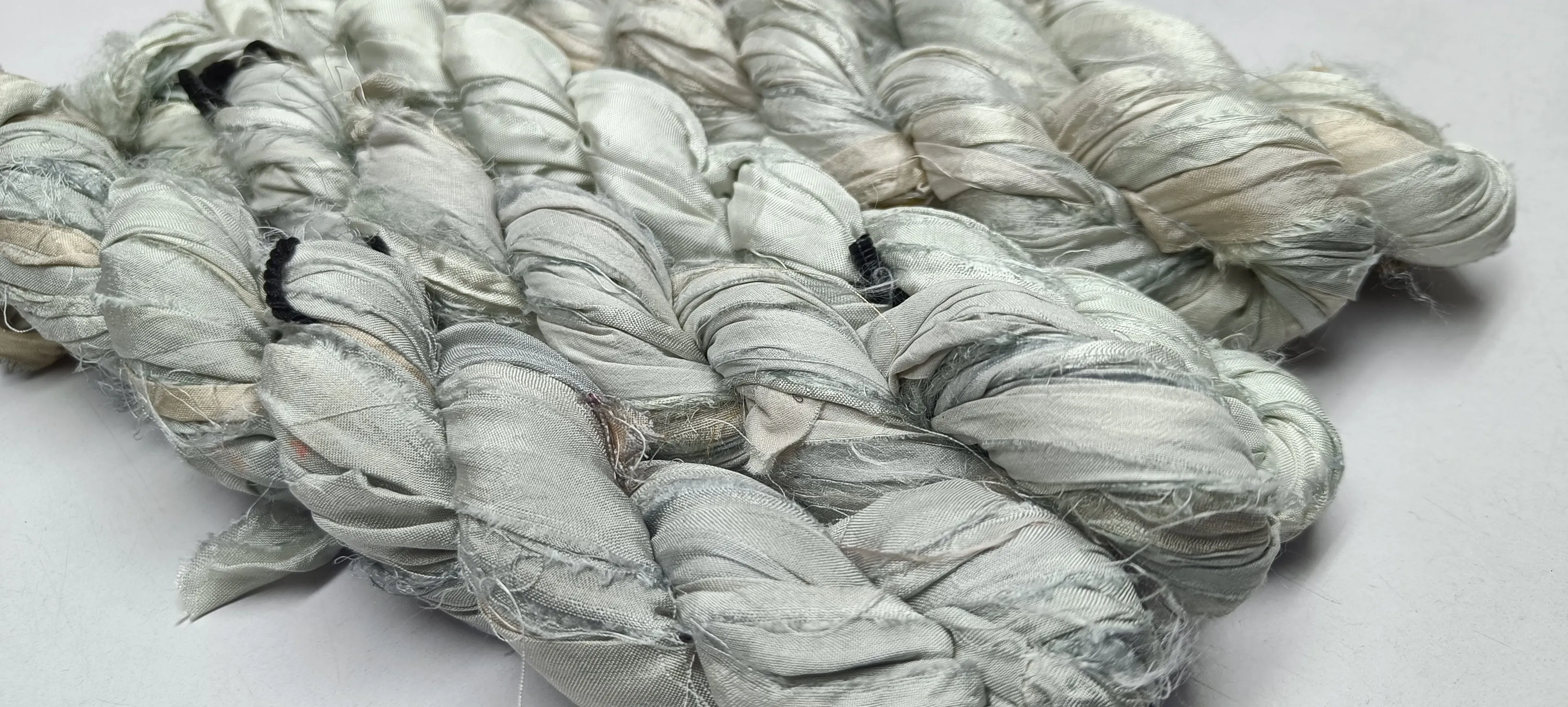Recycled Sari Silk Ribbon - Ash