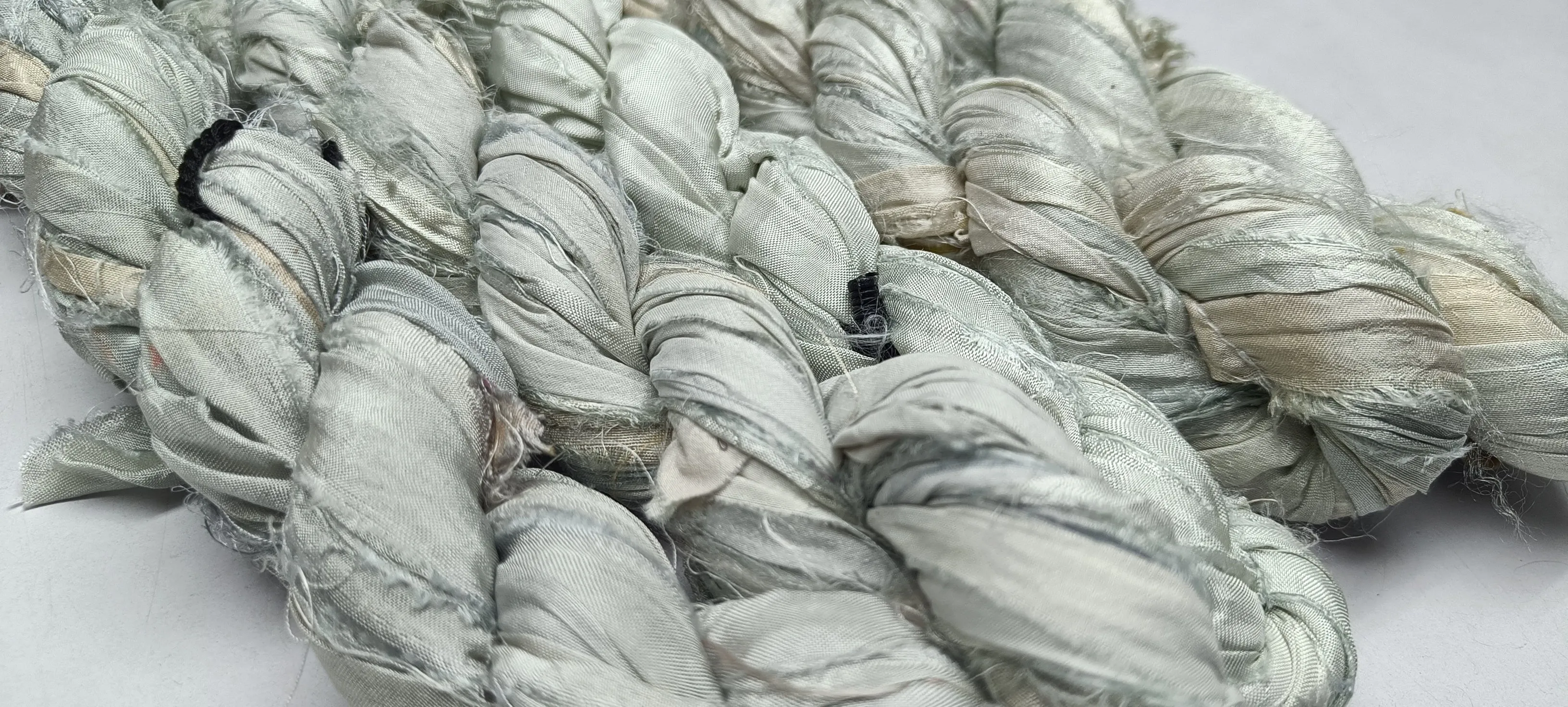 Recycled Sari Silk Ribbon - Ash
