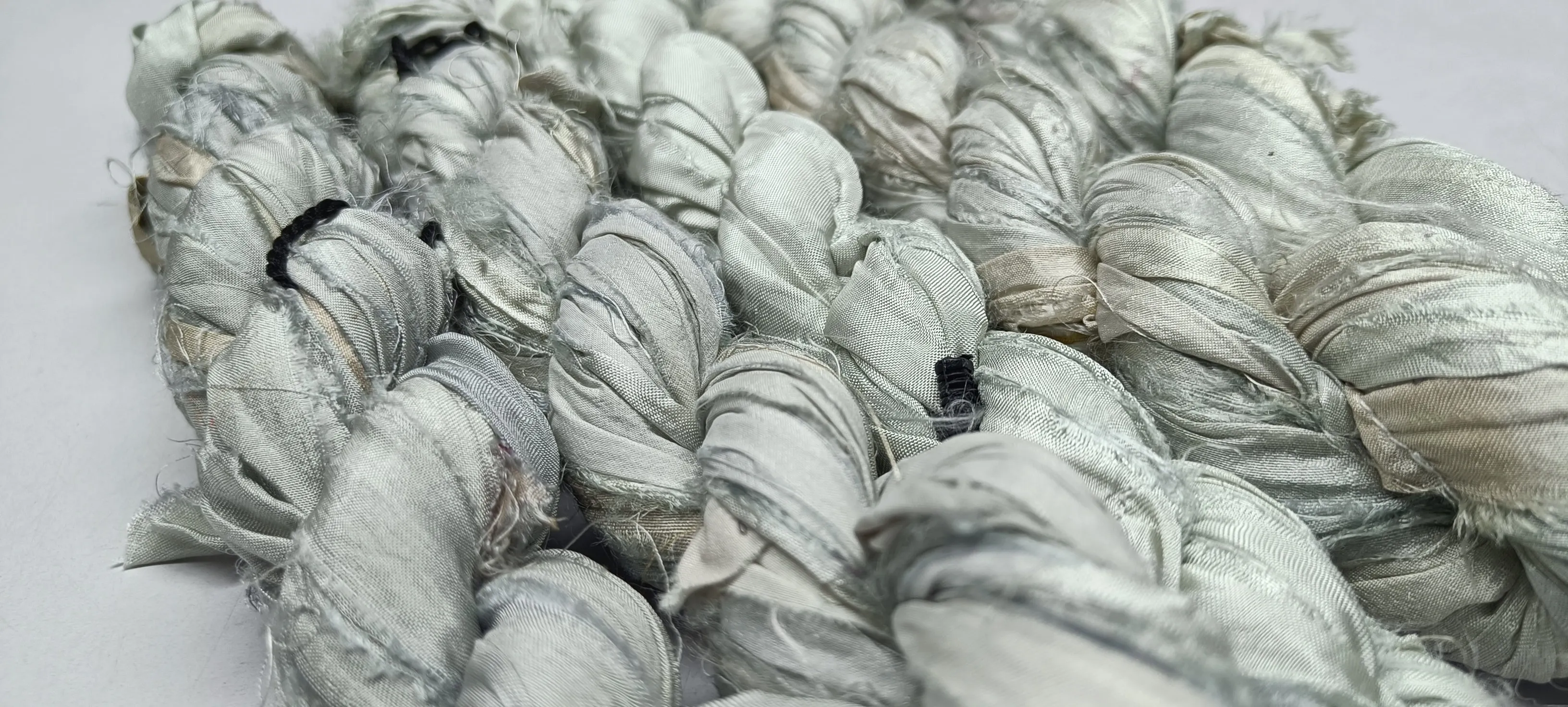 Recycled Sari Silk Ribbon - Ash