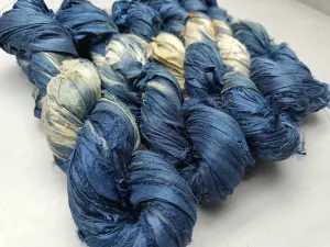Recycled Sari Silk Ribbon Blue Bazaar