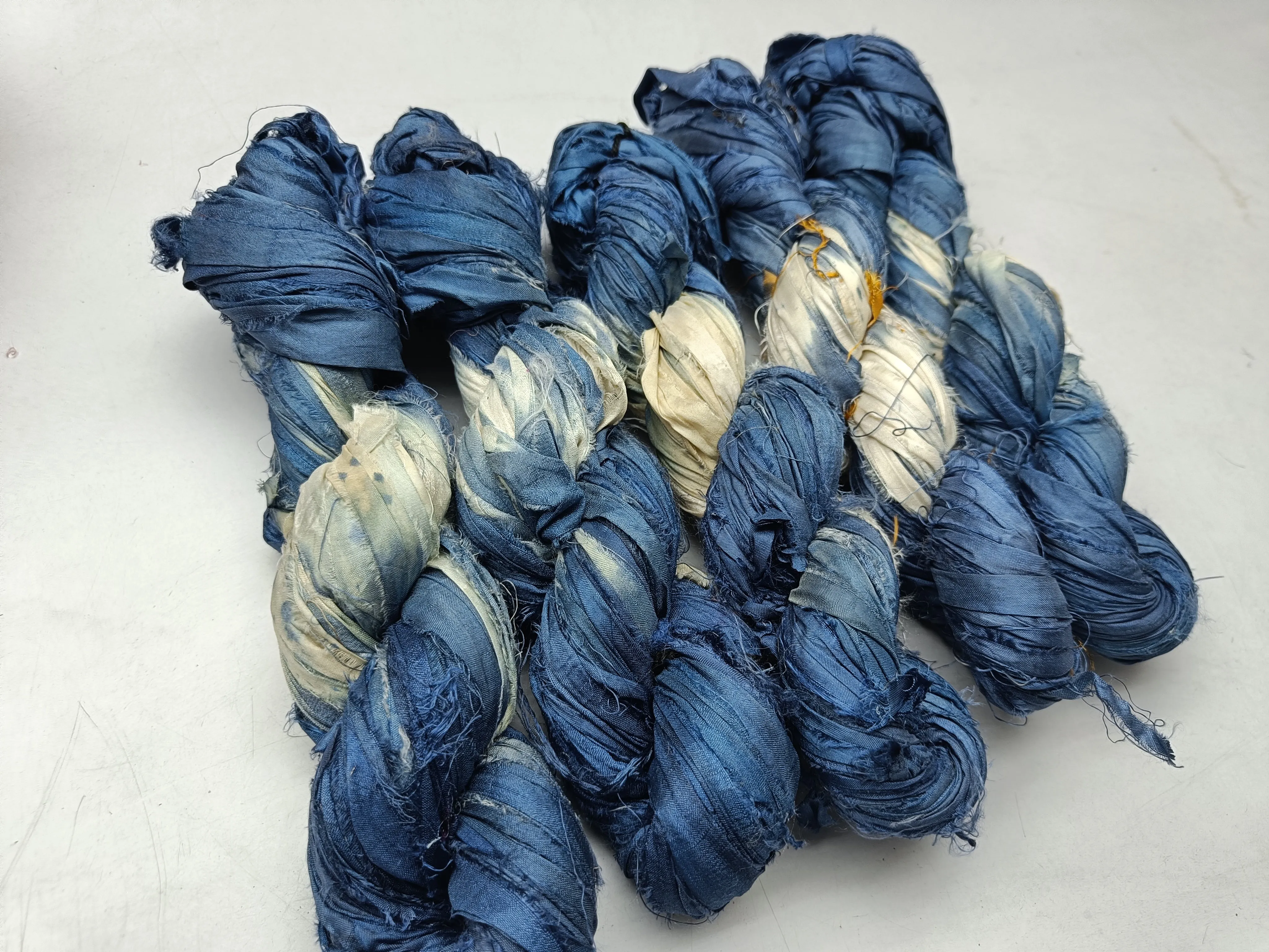 Recycled Sari Silk Ribbon Blue Bazaar