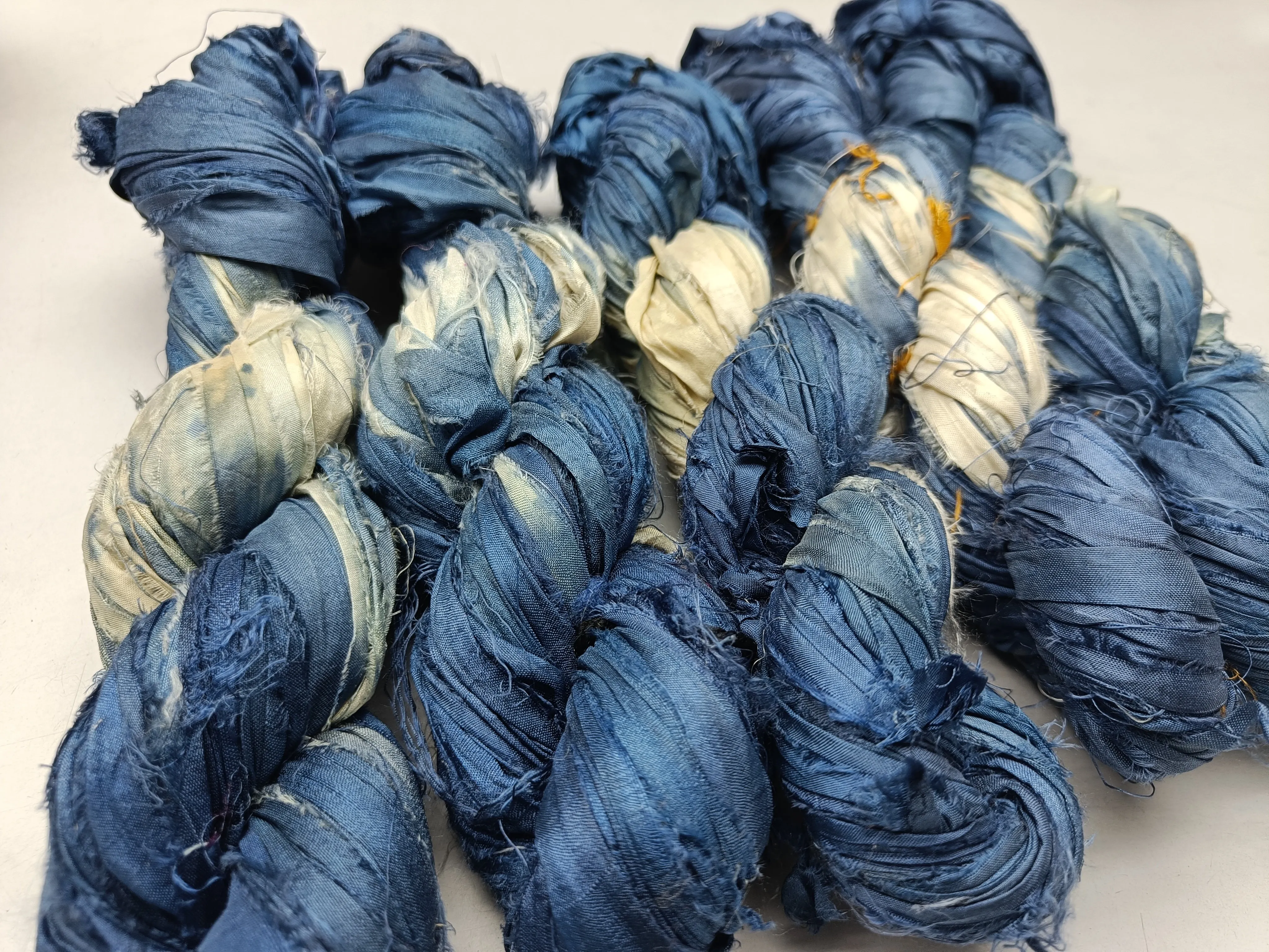 Recycled Sari Silk Ribbon Blue Bazaar